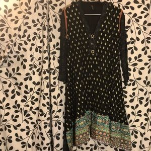 Black kurta embroidery and detailing size S